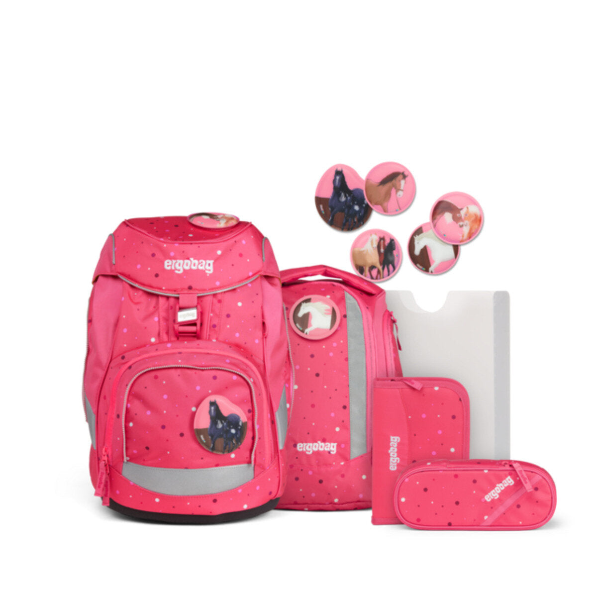 ergobag PACK Schulrucksack-Set - Urlaub auf dem ReitBärHof, 6-teilig