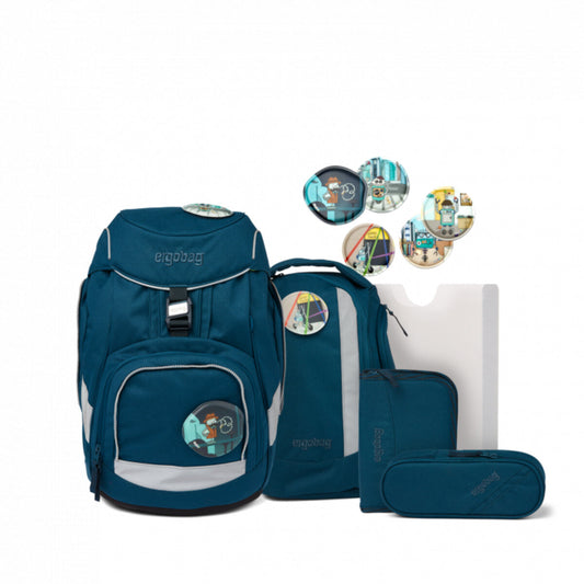 ergobag PACK Schulrucksack-Set RobotBär, 6-teilig