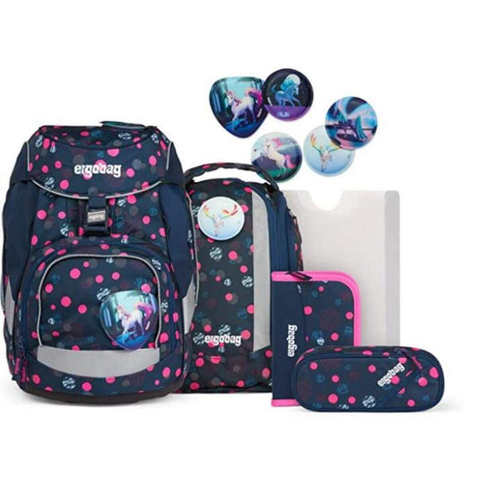ergobag PACK Set PhantBärsiewelt Reflex Glow, ergonomischer Schulrucksack, Set 6-teilig