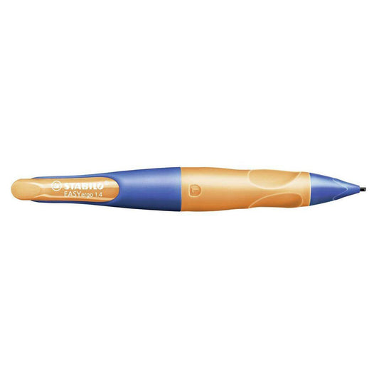 Ergonomischer Druck-Bleistift für Linkshänder - STABILO EASYergo 1.4 in ultramarinblau/neonorange - Einzelstift - inklusive 3 dünner Minen - Härtegrad HB