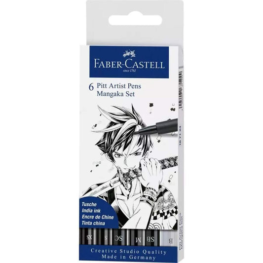 Faber-Castell Pitt Artist Pen Tuschezeichner, 6er Etui, Mangaka