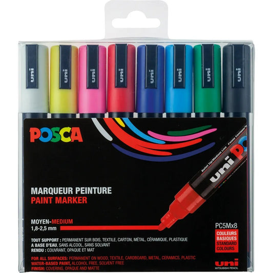 Faber-Castell Posca Marker UNI POSCA PC-5M 8er Set Grundfarben