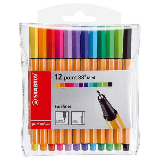 Fineliner - STABILO point 88 Mini - 12er Pack - mit 12 verschiedenen Farben