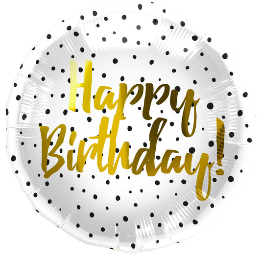 Folat Folienballon Geburtstag Dots Schwarz - 45 cm