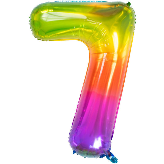 Folat Folienballon Zahl 7 Yummy Gummy Rainbow - 81 cm