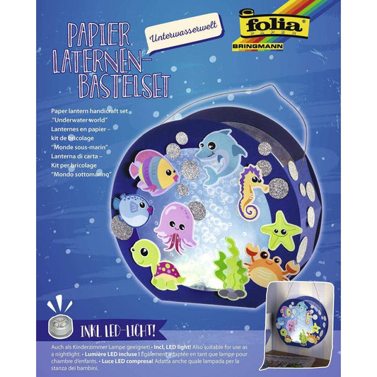 Folia Laternen Bastelset, Unterwasserwelt, inklusive Laternenstab und LED Licht