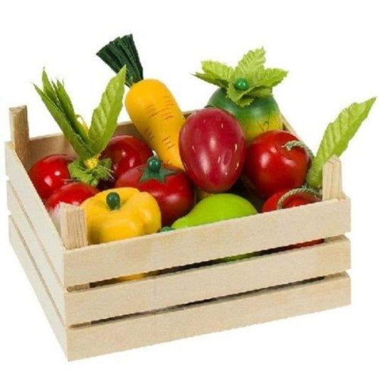 goki Obst und Gemüsekiste mit Inhalt, 10 Teile