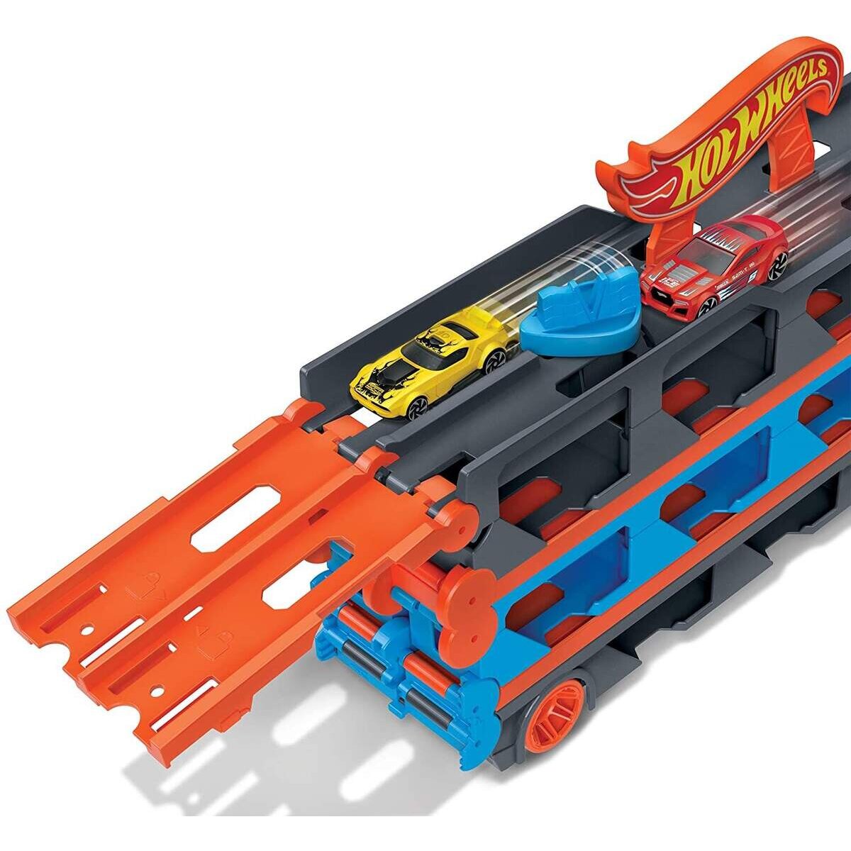 Hot Wheels 2-in-1 Rennbahn-Transporter inkl. 3 Spielzeugautos