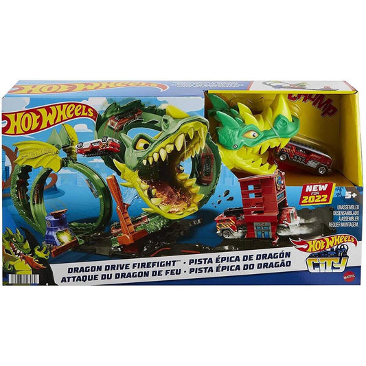 Hot Wheels City Drachenangriff Spielset mit 1 Spielzeugauto