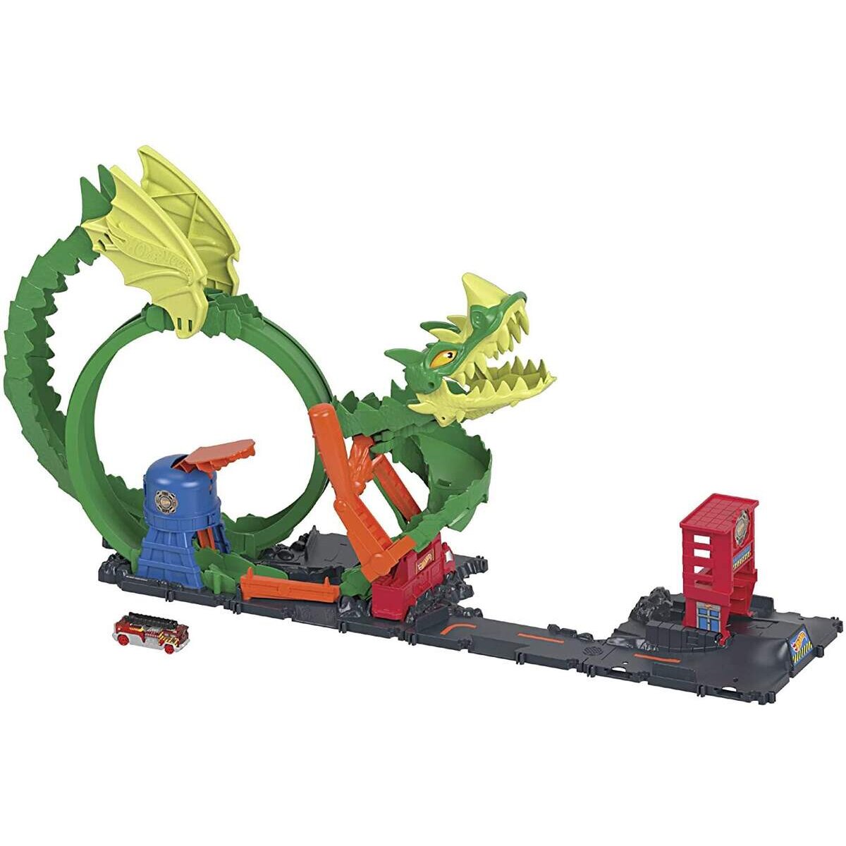 Hot Wheels City Drachenangriff Spielset mit 1 Spielzeugauto