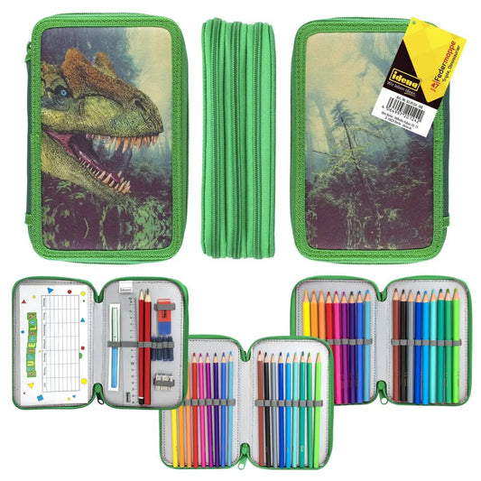 Idena Federmappe Dinosaurier Triple, 47-teilig