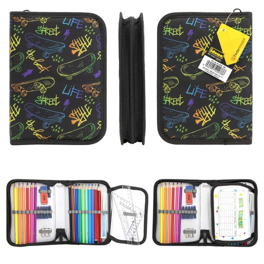 Idena Federmappe Skateboard, 28-teilig