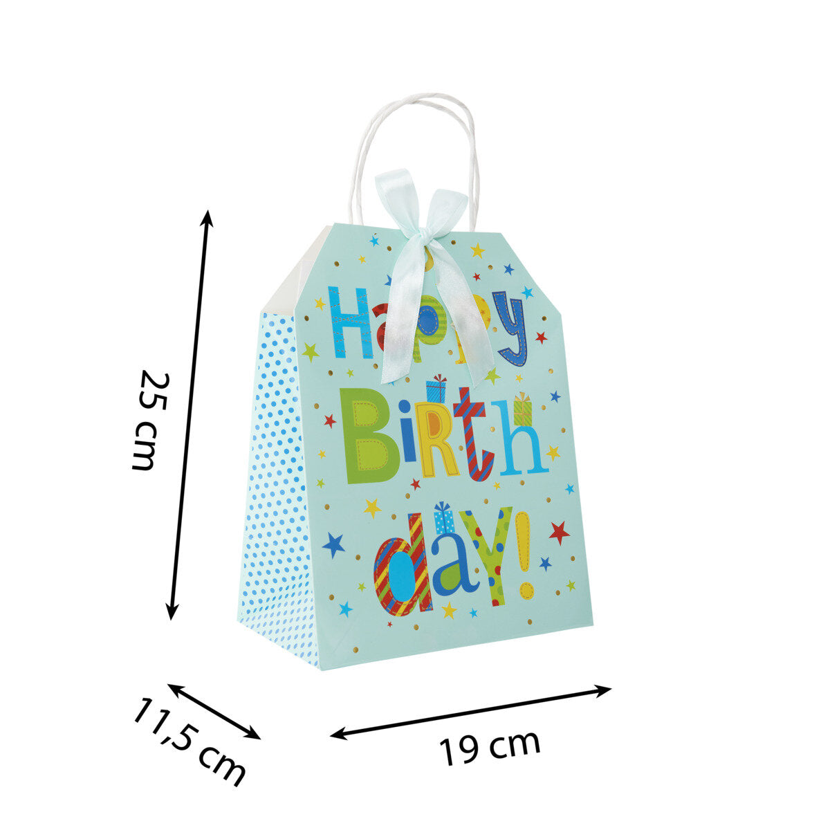 Idena Geschenktasche Happy Birthday blau 19 x 25 x 11,5 cm