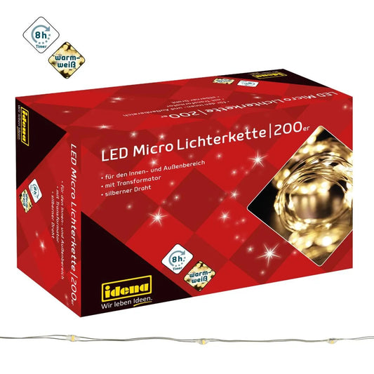 Idena 31857 Micro Lichterkette 200LED, warmweiss