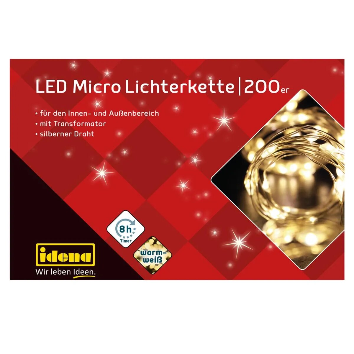 Idena 31857 Micro Lichterkette 200LED, warmweiss