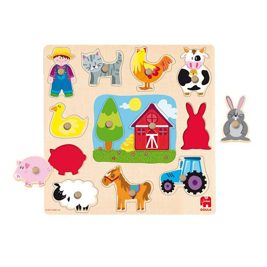 Jumbo Spiele GOULA Holzpuzzle Silhouetten Bauernhof, 12 Teile