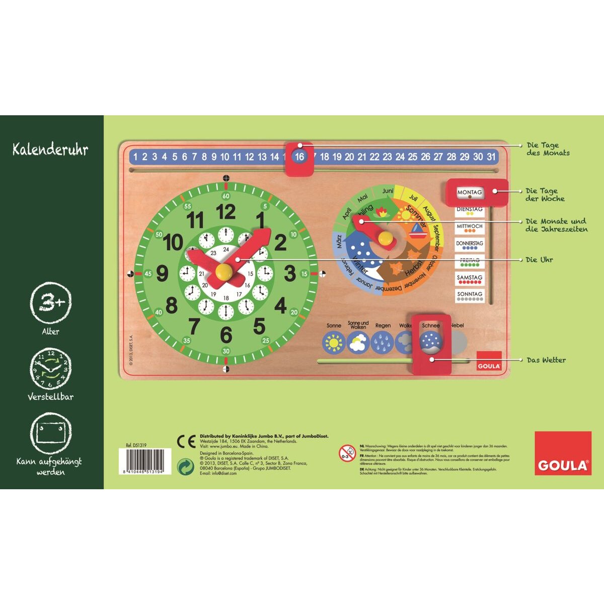 Jumbo Spiele GOULA Kalenderuhr Kleinformat