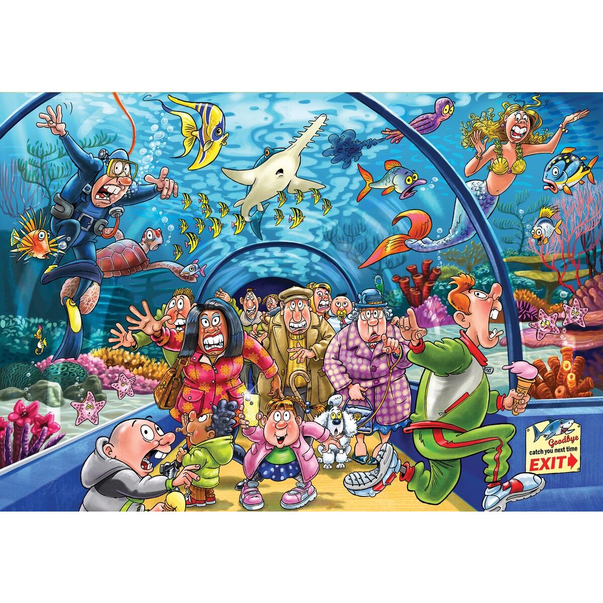Jumbo Spiele Puzzle - Wasgij Original 43: Aquarium Antics! 1000 Teile