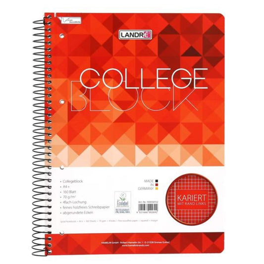 Landré Collegeblock "college" DIN A4, kariert, 160 Blatt