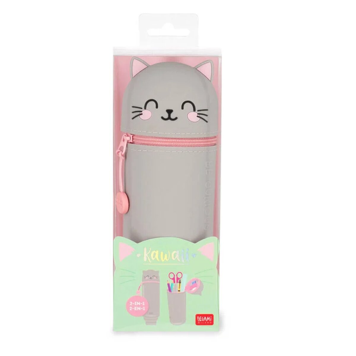Legami 2-in-1-Federmäppchen aus Silikon - Kawaii Kitty