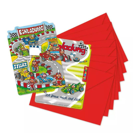 Lutz Mauder Stanzkarte Einladungs-Set Rennautos