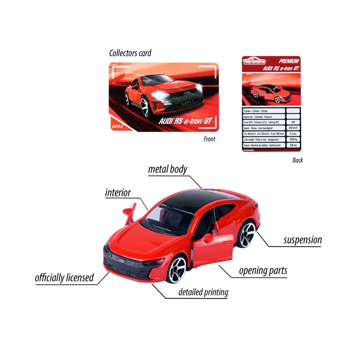 Majorette Premium Cars Audi RS e-tron GT, rot