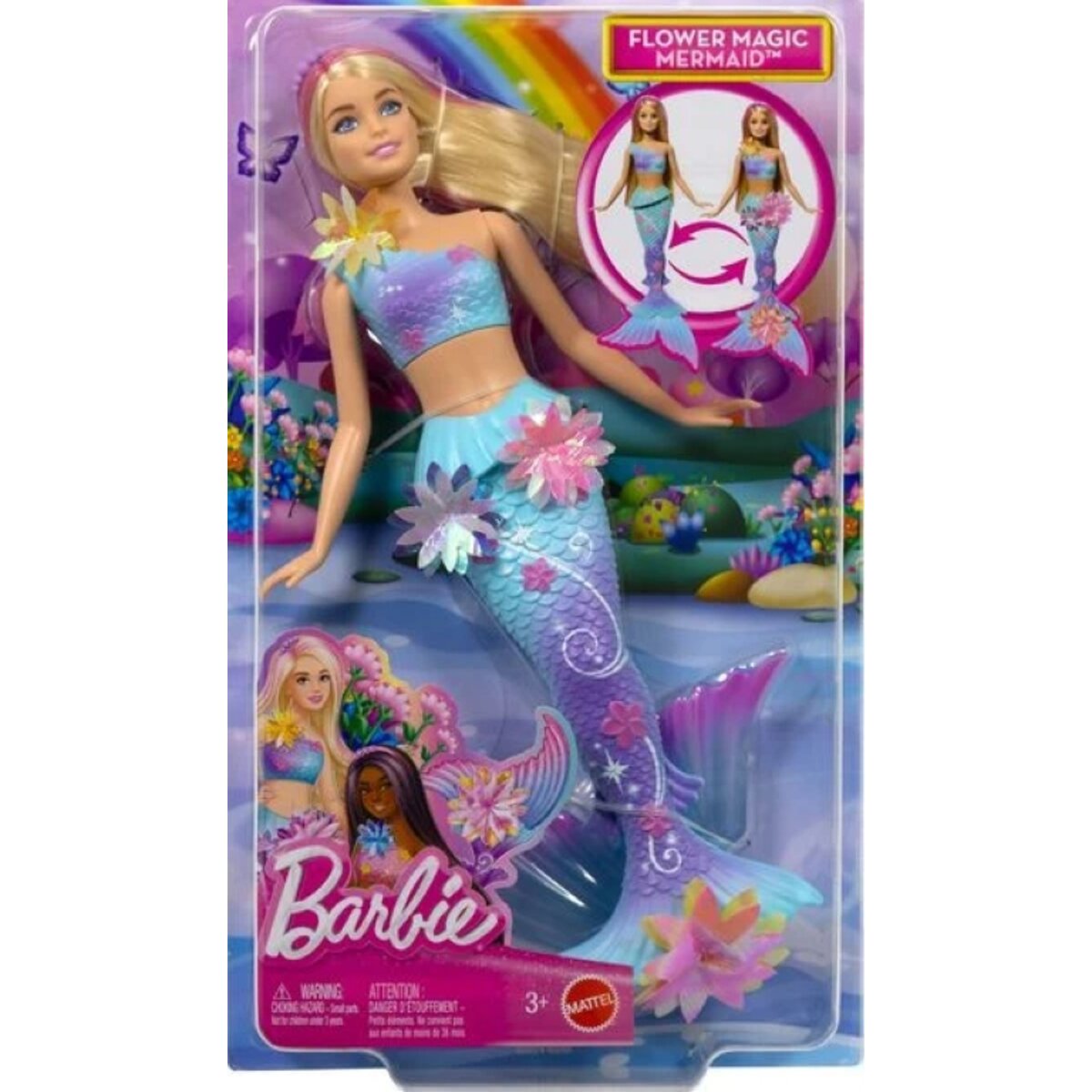 Mattel Barbie Flower Magic Meerjungfrau Spielzeugpuppe mit Perlen