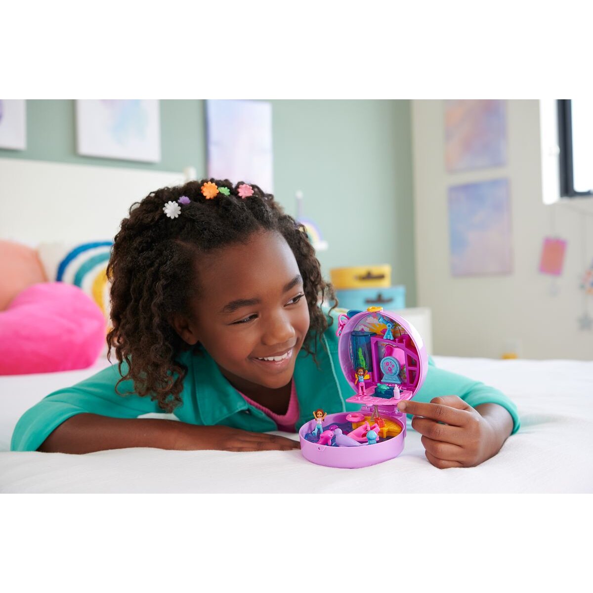 Mattel Polly Pocket Delfin retten und Spielen Schatulle