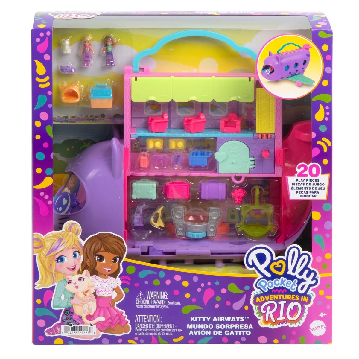 Mattel Polly Pocket Kätzchen Flugzeug