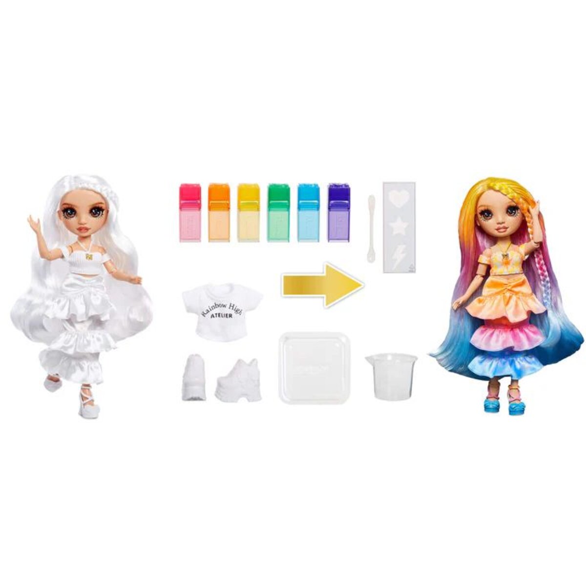 MGA Entertainment Rainbow High Watercolor & Create Theme Dolls- brown eyes