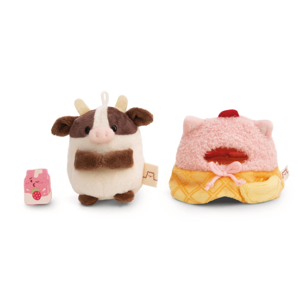 NICI Kuscheltier Set Kuh Moona mit Milch-Shake u. Softeiskostüm