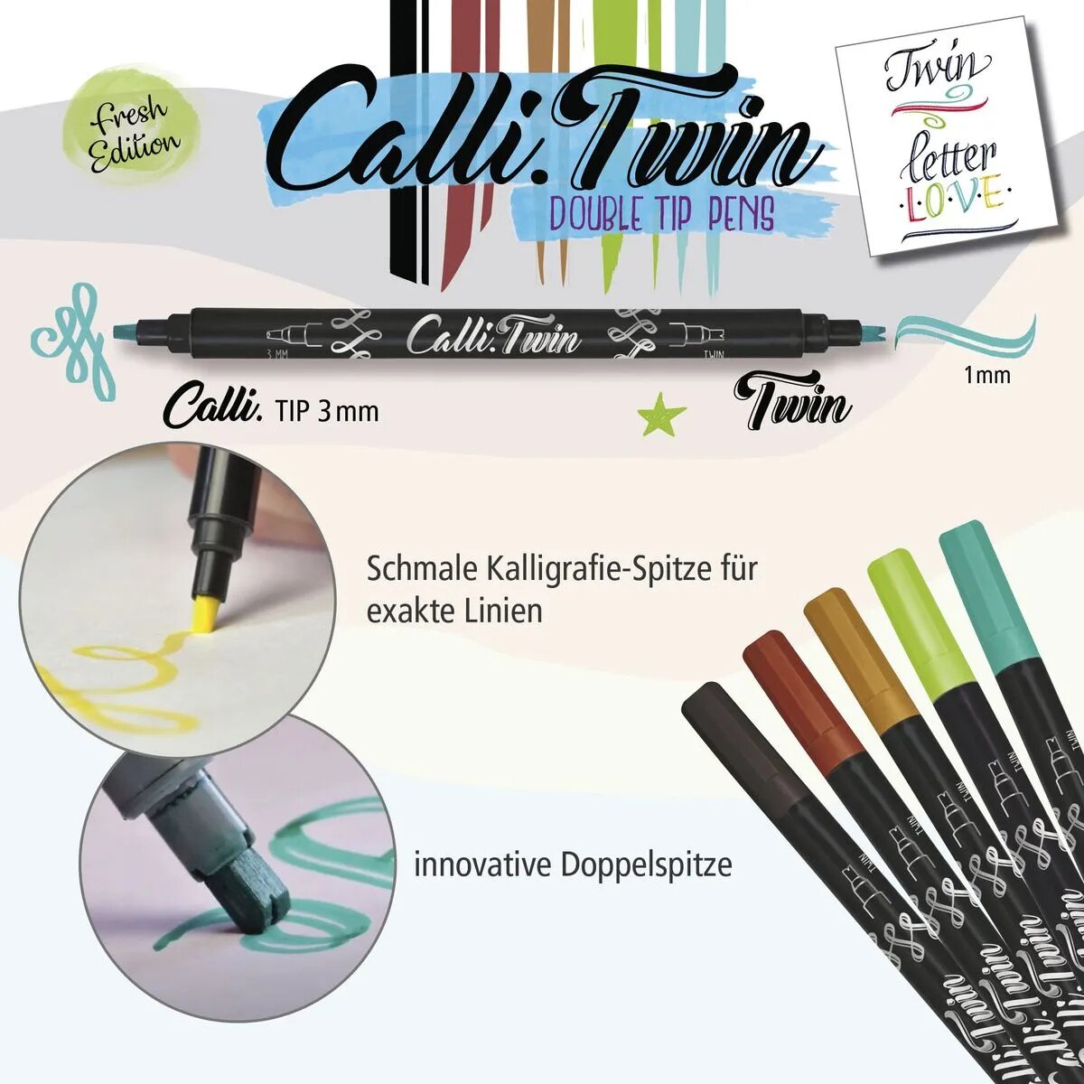 ONLINE Calli.Twin Fresh, 5er Set Handlettering Pens