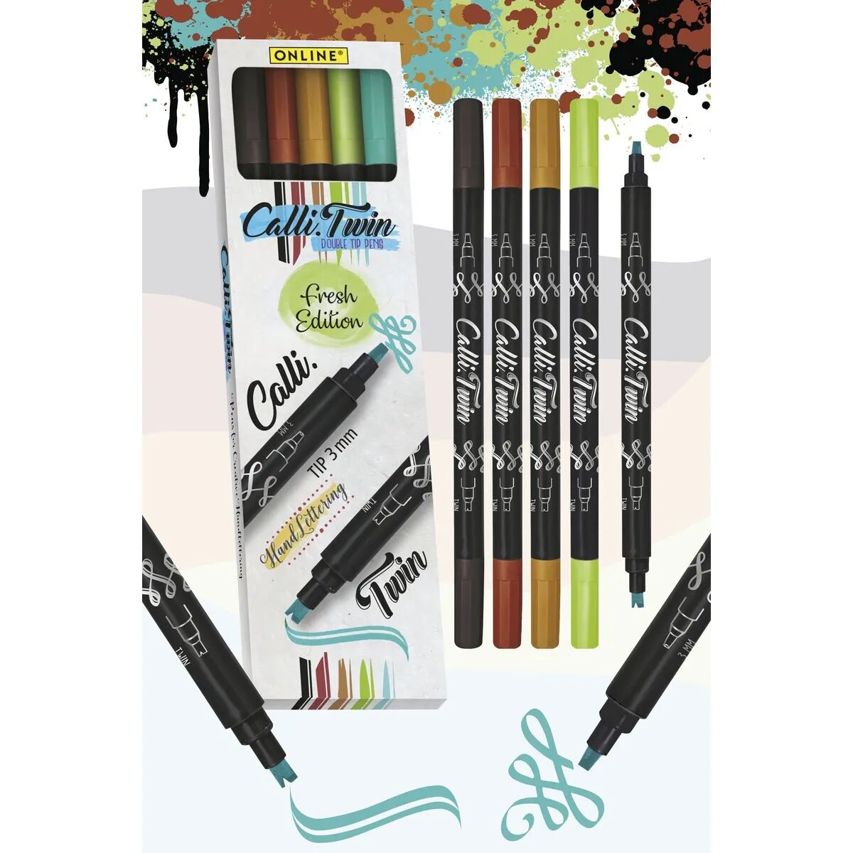 ONLINE Calli.Twin Fresh, 5er Set Handlettering Pens