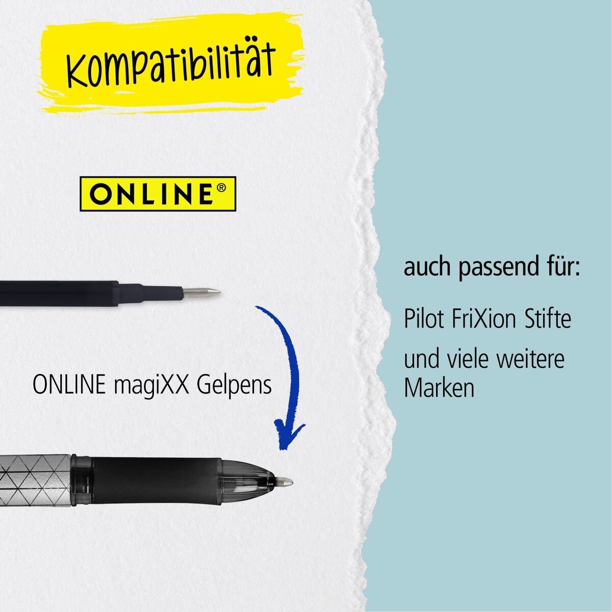 ONLINE Radierbare Ersatzminen für ONLINE magiXX Gelschreiber - 0,7 mm blau