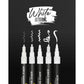 ONLINE White Lettering Set mit Acryl Marker, Fineliner und Brushpen, 5 Stifte
