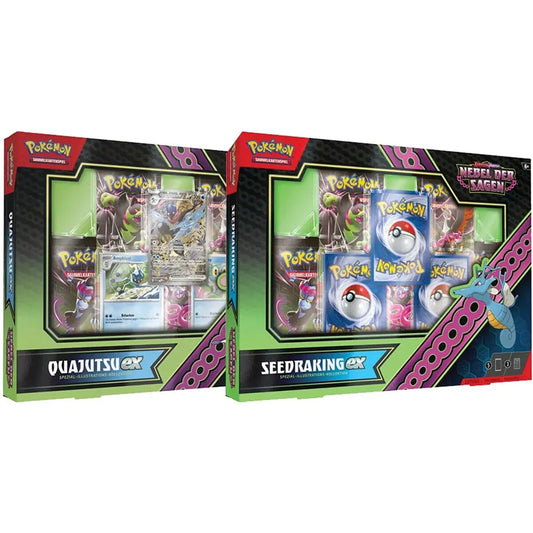 Pokemon Spezial-Kollektion Karmesin & Purpur – Nebel der Sagen: Seedraking-ex/Quajutsu-ex, 1 Stück, 2-fach sortiert.
