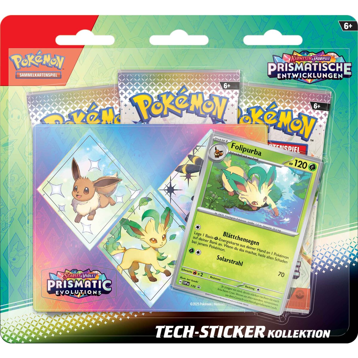 Pokemon Tech-Sticker-Kollektion Karmesin & Purpur - Prismatische Entwicklungen (Deutsch), 1 Stück, 3-fach sortiert