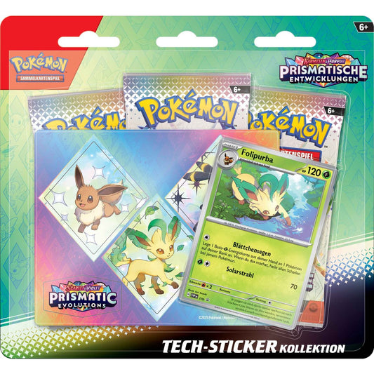 Pokemon Tech-Sticker-Kollektion Karmesin & Purpur - Prismatische Entwicklungen (Deutsch), 1 Stück, 3-fach sortiert