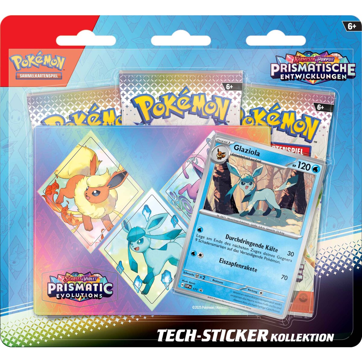 Pokemon Tech-Sticker-Kollektion Karmesin & Purpur - Prismatische Entwicklungen (Deutsch), 1 Stück, 3-fach sortiert