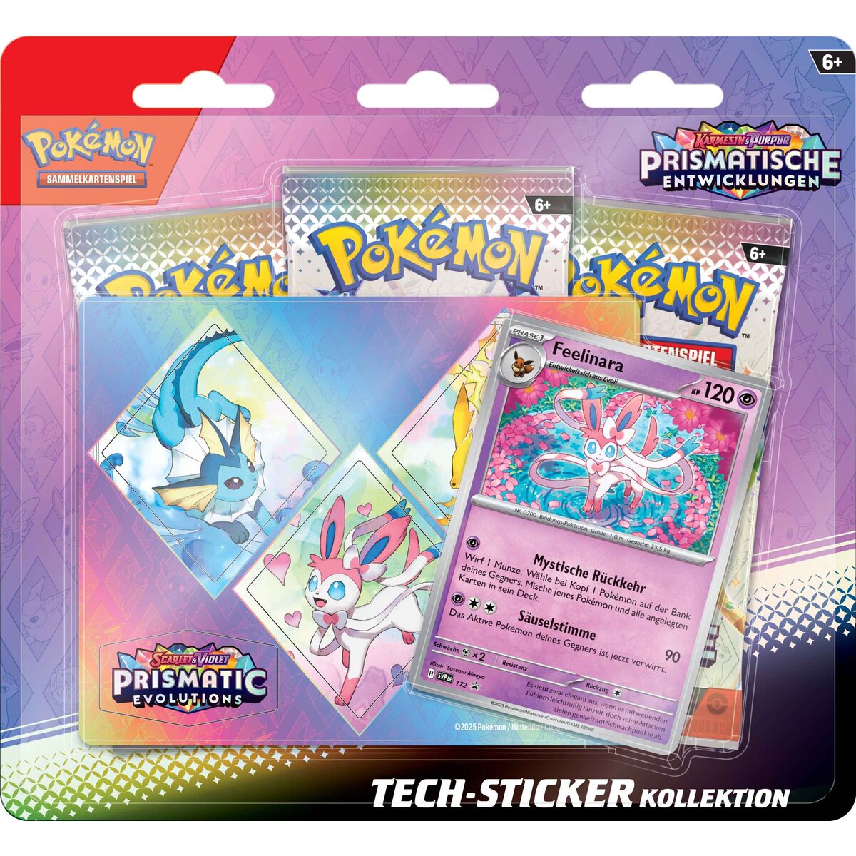 Pokemon Tech-Sticker-Kollektion Karmesin & Purpur - Prismatische Entwicklungen (Deutsch), 1 Stück, 3-fach sortiert