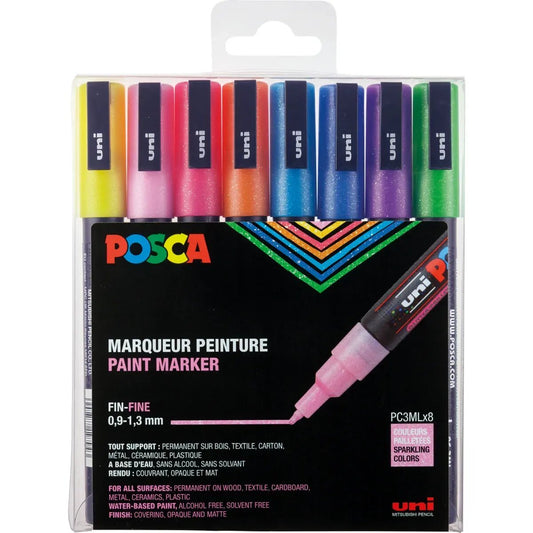 Posca Marker UNI POSCA PC-3M 8er Set Glitter