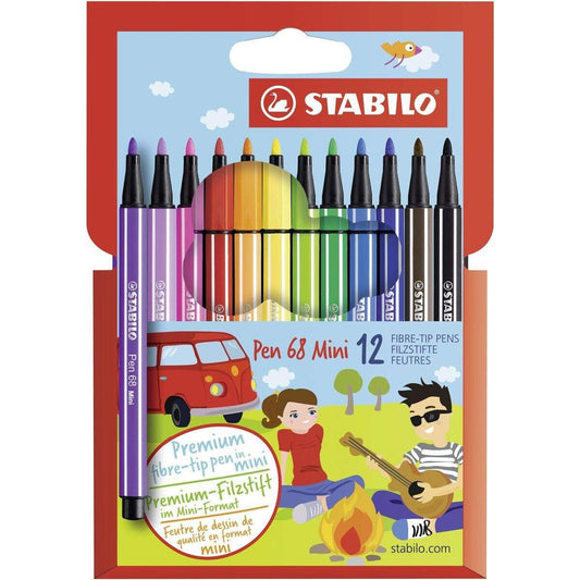 Premium-Filzstift - STABILO Pen 68 Mini - 12er Pack - mit 12 verschiedenen Farben