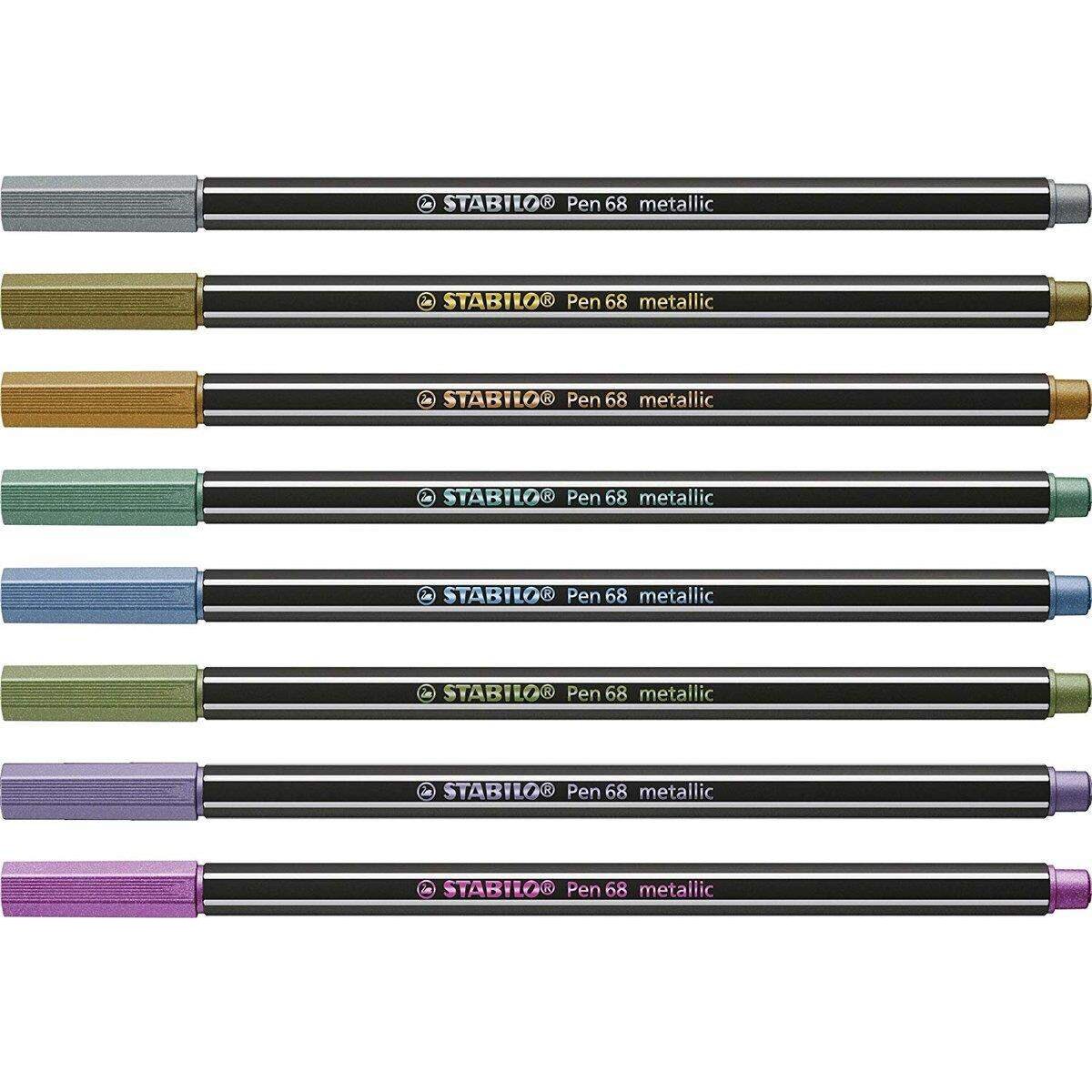 Premium Metallic-Filzstift - STABILO Pen 68 metallic - 8er Pack - mit 8 verschiedenen Metallic-Farben