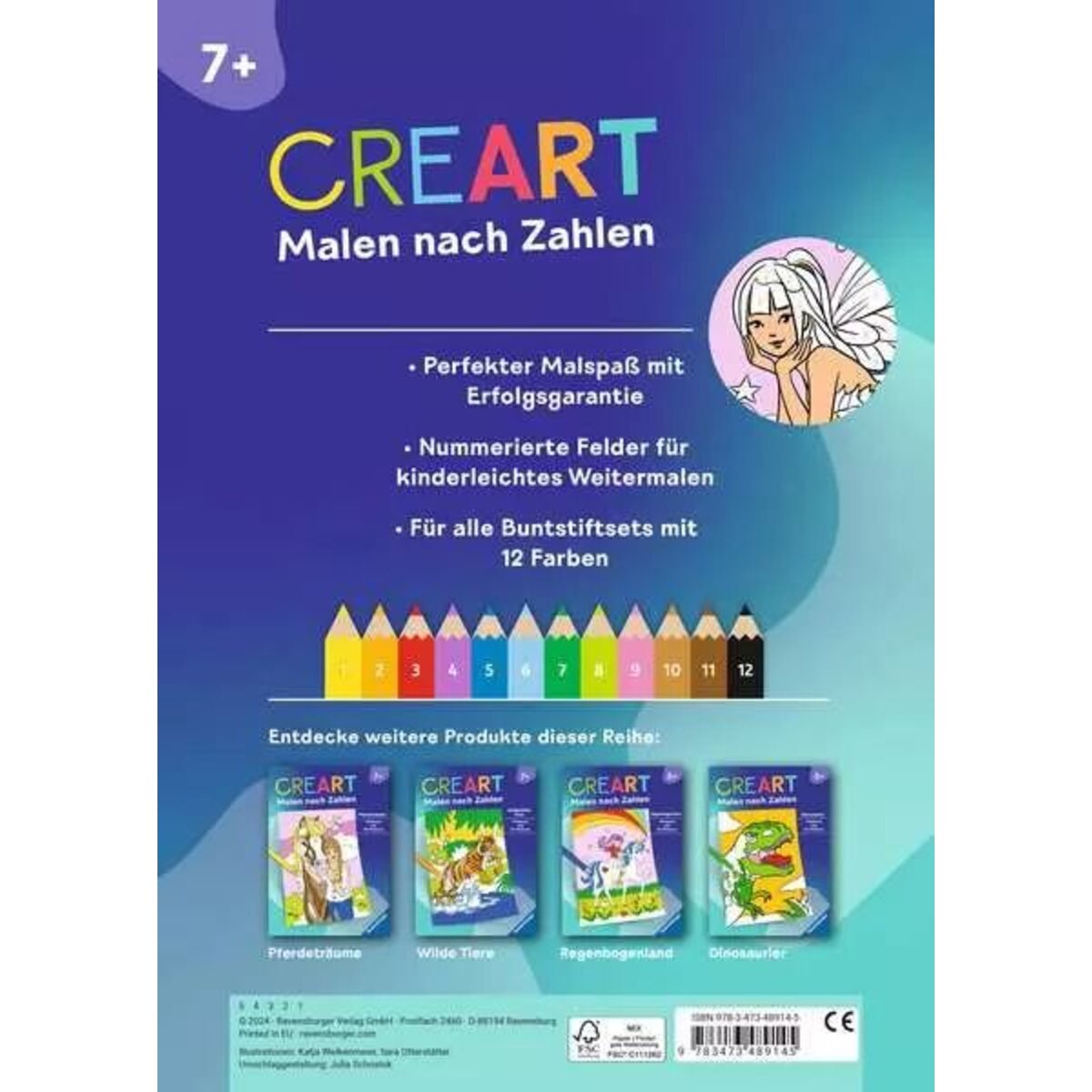 Ravensburger CreArt Malen nach Zahlen ab 7: Feen, Elfen, Meerjungfrauen