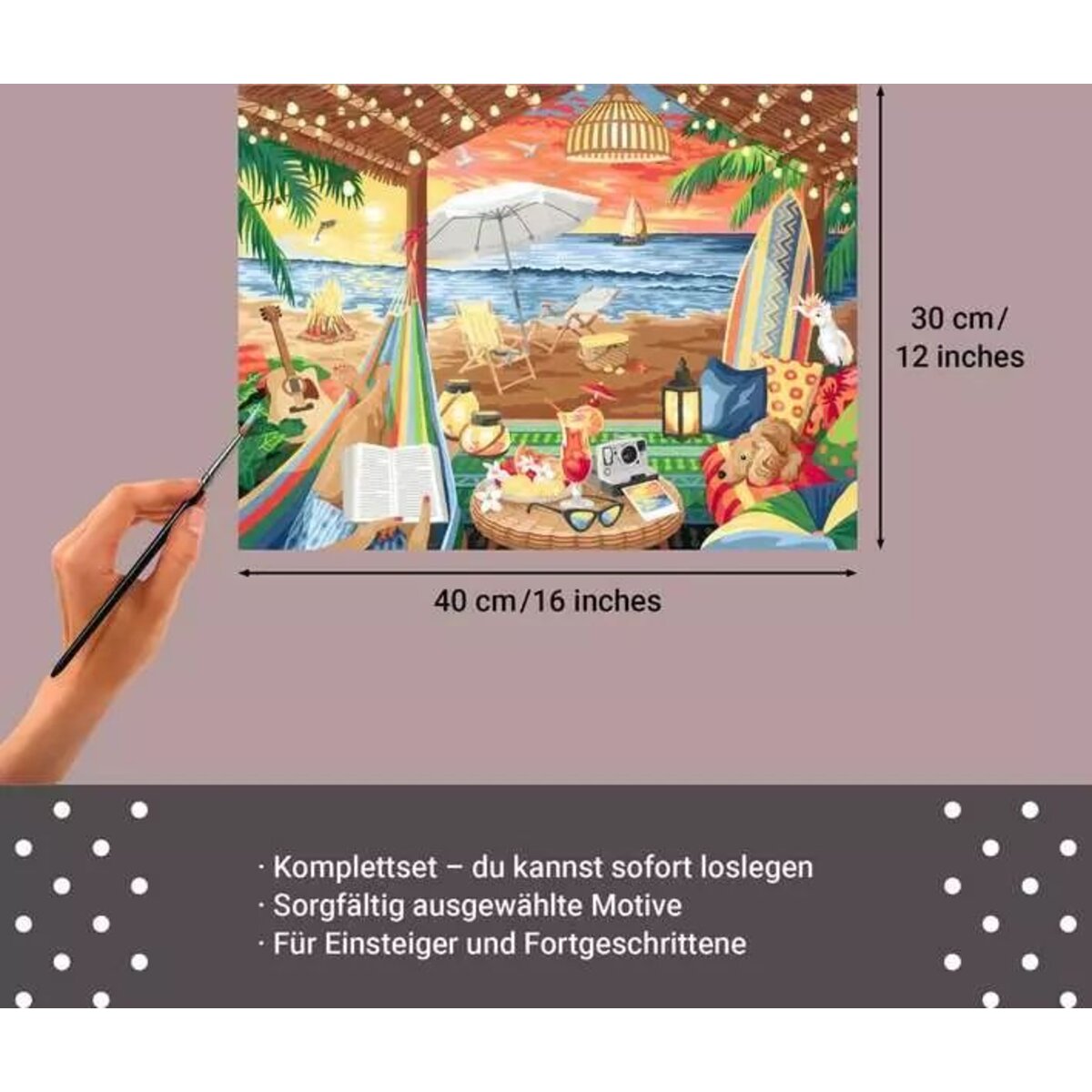 Ravensburger CreArt Malen nach Zahlen - Leinwand Gemütliche Strandhütte