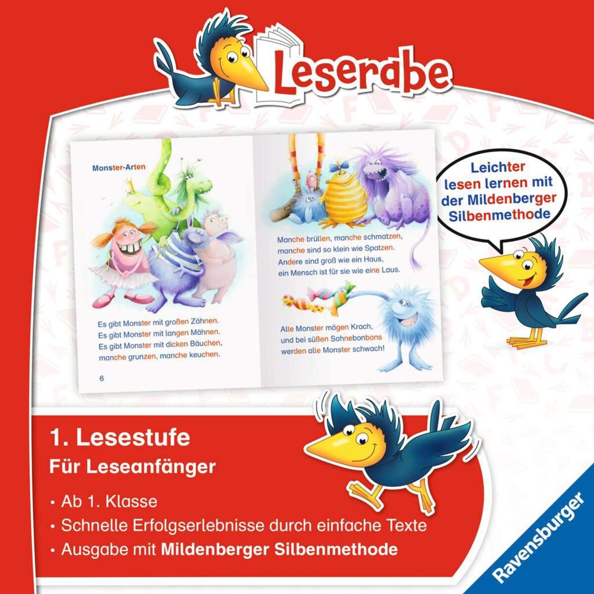 Ravensburger Leserabe mit Mildenberger-Silbenmethode: Monstergeschichten