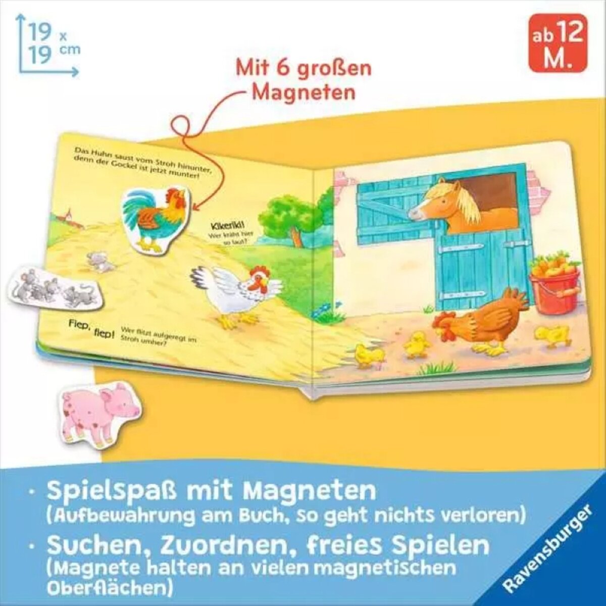 Ravensburger Mein erstes Magnetbuch Wer spielt mit wem? Bauernhoftiere
