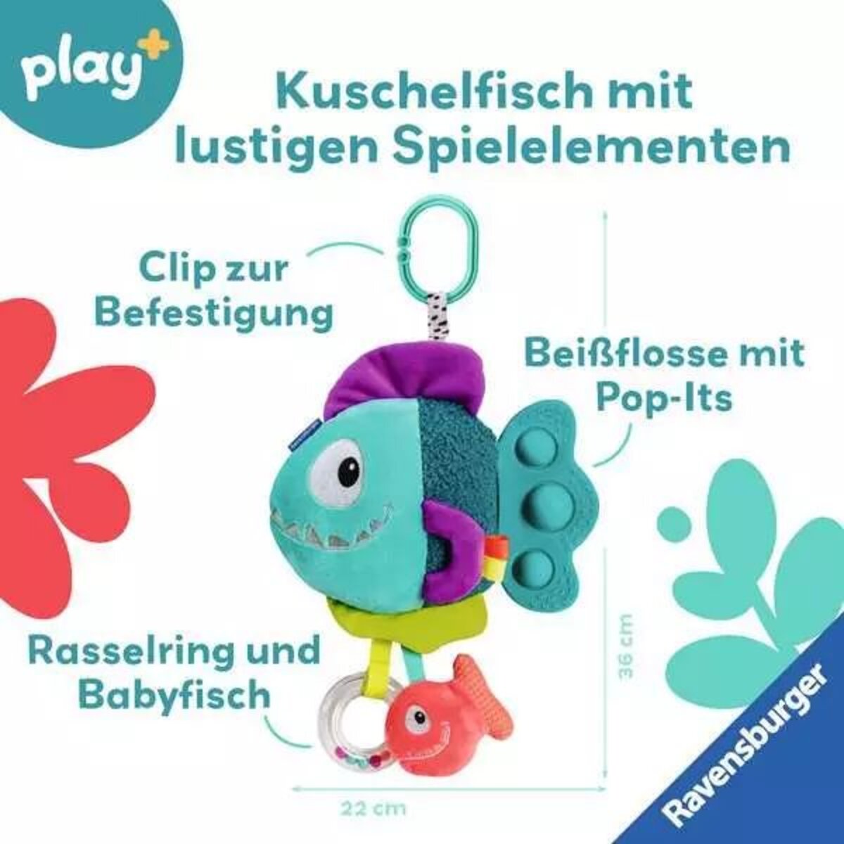 Ravensburger play+ Pop-it Piranha (blau)
