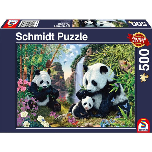 Schmidt Spiele Puzzle - Pandafamilie am Wasserfall, 500 Teile