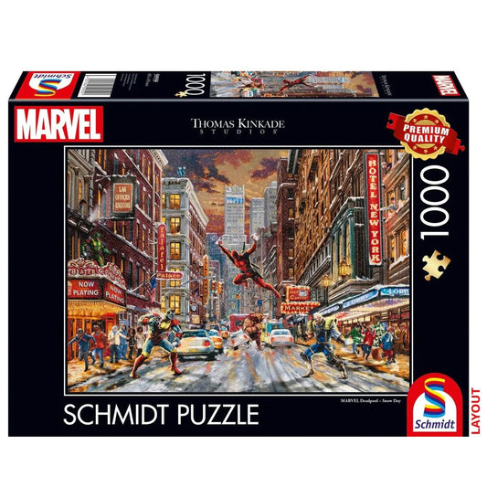 Schmidt Spiele Puzzle - Thomas Kinkade Studios: MARVEL, Deadpool – Snow Day, 1000 Teile